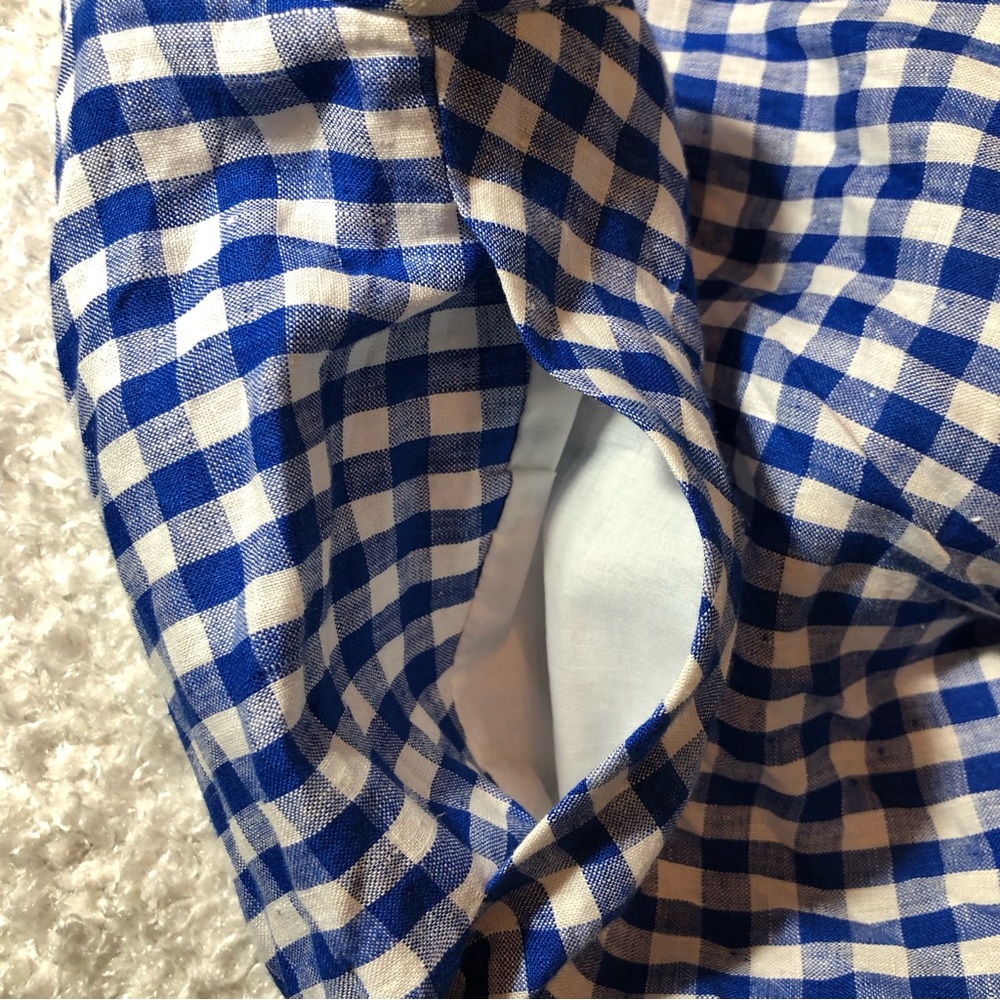 J. Crew Gingham Blue White Linen Skirt sz 4 - Picture 5 of 10